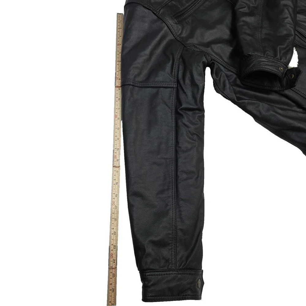 Fabio's 100% Bovine‎ Leather Hooded Leather Jacket with Fleece Lining Size 44